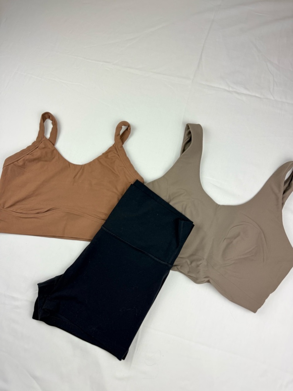 All in Motion bundle Bralette & Short Set - Brown, Taupe, Black